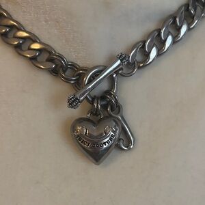 Juicy Couture Metallic Heart Charm Necklace vintage Y2K